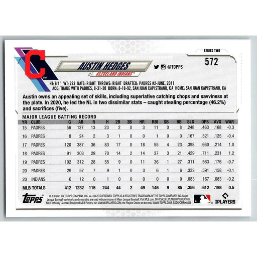 2021 Topps Baseball Complete Set Austin Hedges Cleveland Indians #572 - Collectible Craze America