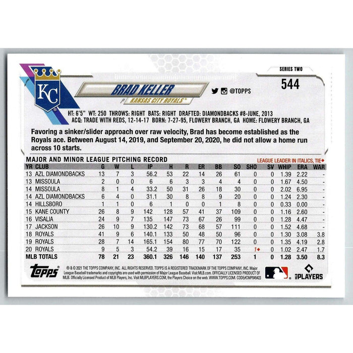 2021 Topps Baseball Complete Set Brad Keller Kansas City Royals #544 - Collectible Craze America