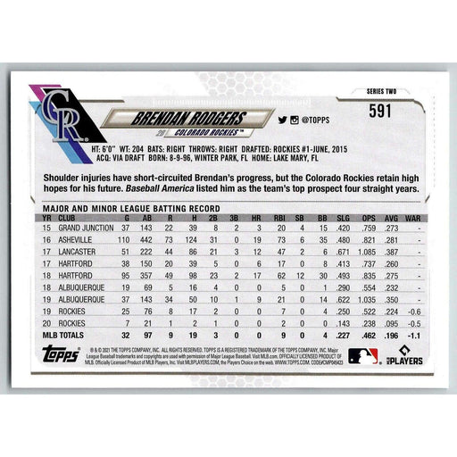 2021 Topps Baseball Complete Set Brendan Rodgers Colorado Rockies #591 - Collectible Craze America