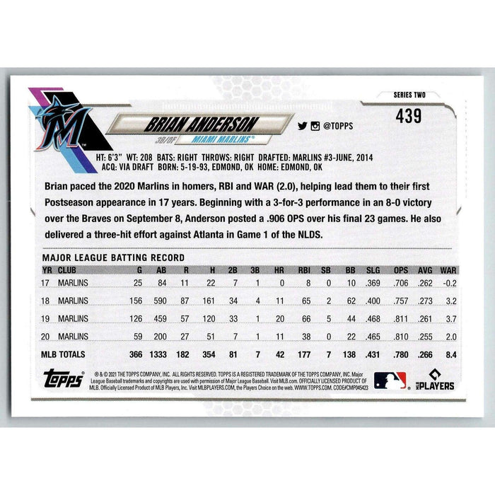 2021 Topps Baseball Complete Set Brian Anderson Miami Marlins #439 - Collectible Craze America