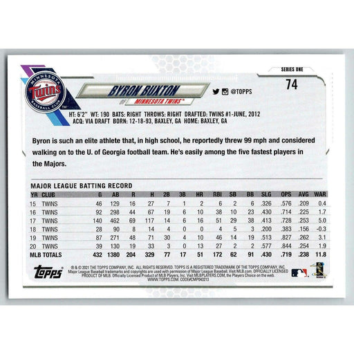 2021 Topps Baseball Complete Set Byron Buxton Minnesota Twins #74 - Collectible Craze America