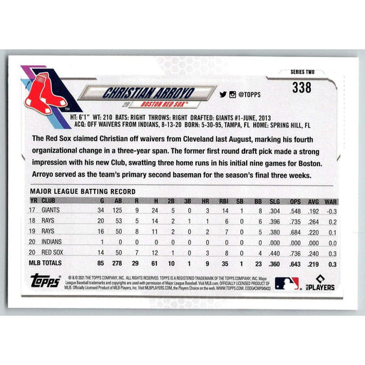 2021 Topps Baseball Complete Set Christian Arroyo Boston Red Sox #338 - Collectible Craze America