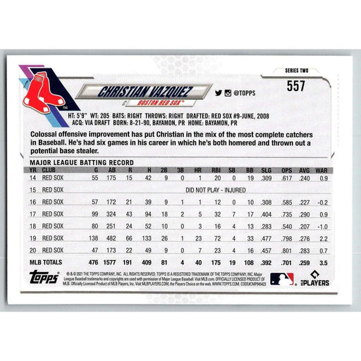 2021 Topps Baseball Complete Set Christian Vazquez Boston Red Sox #557 - Collectible Craze America