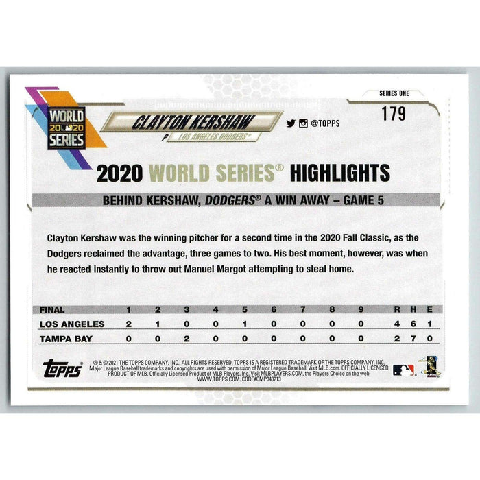 2021 Topps Baseball Complete Set Clayton Kershaw Los Angeles Dodgers #179 - Collectible Craze America