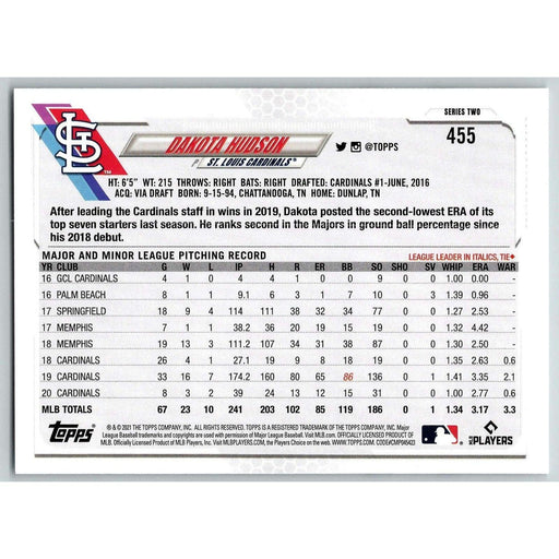 2021 Topps Baseball Complete Set Dakota Hudson St. Louis Cardinals #455 - Collectible Craze America