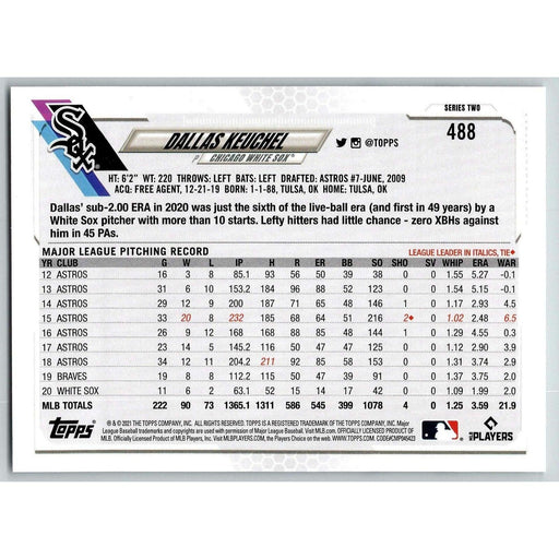 2021 Topps Baseball Complete Set Dallas Keuchel Chicago White Sox #488 - Collectible Craze America