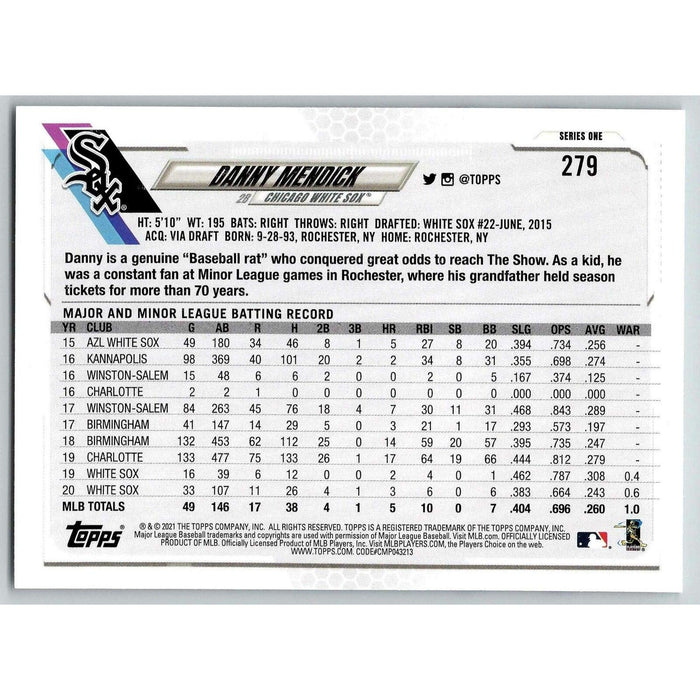 2021 Topps Baseball Complete Set Danny Mendick Chicago White Sox #279 - Collectible Craze America