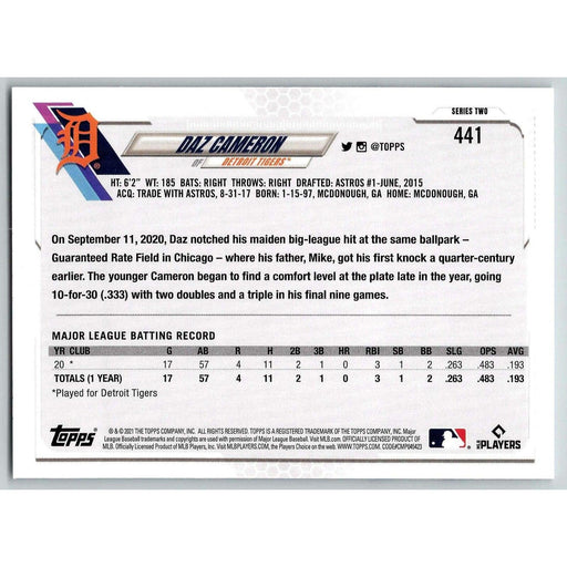 2021 Topps Baseball Complete Set Daz Cameron RC Detroit Tigers #441 - Collectible Craze America