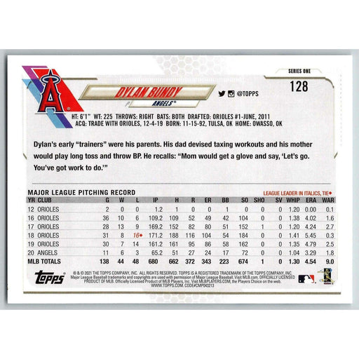 2021 Topps Baseball Complete Set Dylan Bundy Los Angeles Angels #128 - Collectible Craze America