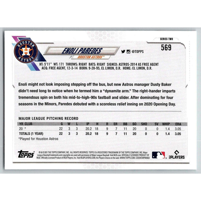 2021 Topps Baseball Complete Set Enoli Paredes RC Houston Astros #569 - Collectible Craze America