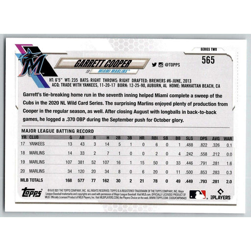 2021 Topps Baseball Complete Set Garrett Cooper Miami Marlins #565 - Collectible Craze America