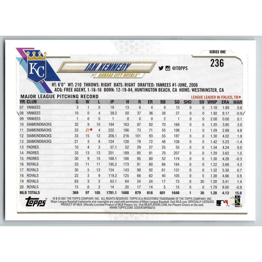 2021 Topps Baseball Complete Set Ian Kennedy Kansas City Royals #236 - Collectible Craze America