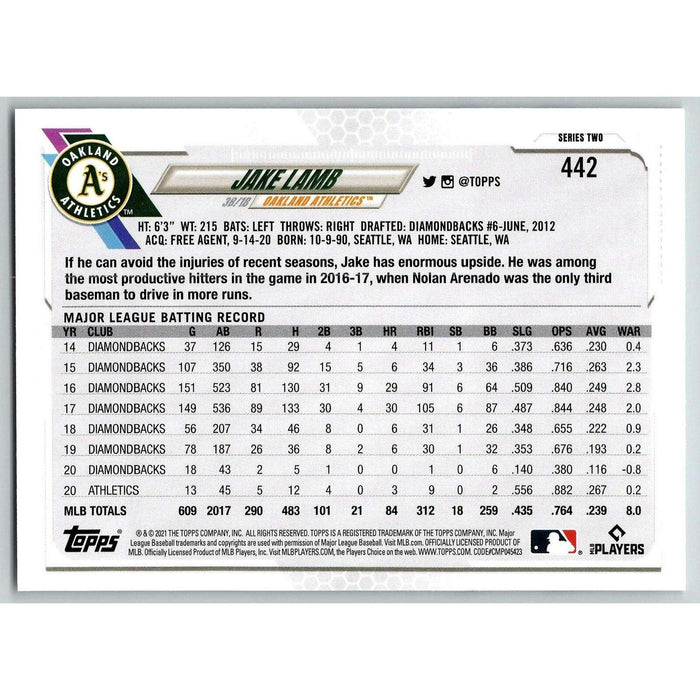 2021 Topps Baseball Complete Set Jake Lamb Oakland Athletics #442 - Collectible Craze America