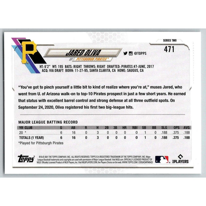 2021 Topps Baseball Complete Set Jared Oliva RC Pittsburgh Pirates #471 - Collectible Craze America