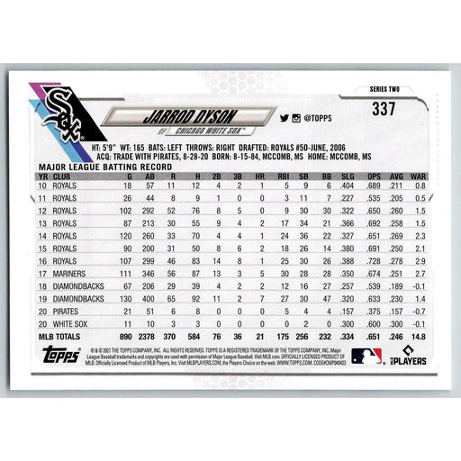 2021 Topps Baseball Complete Set Jarrod Dyson Chicago White Sox #337 - Collectible Craze America