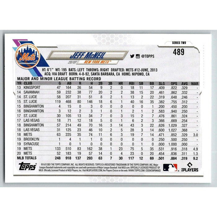 2021 Topps Baseball Complete Set Jeff McNeil New York Mets #489 - Collectible Craze America