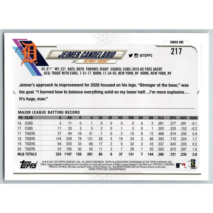 2021 Topps Baseball Complete Set Jeimer Candelario Detroit Tigers #217 - Collectible Craze America