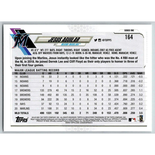 2021 Topps Baseball Complete Set Jesus Aguilar Miami Marlins #164 - Collectible Craze America