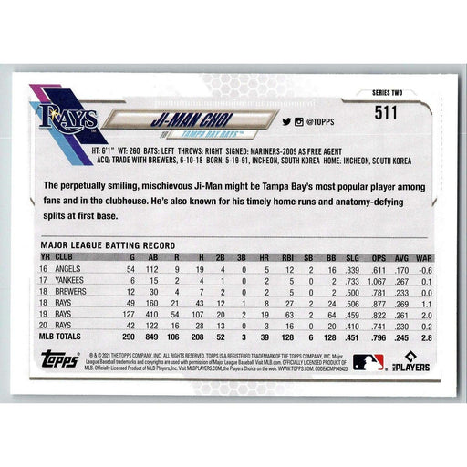 2021 Topps Baseball Complete Set Ji-Man Choi Tampa Bay Rays #511 - Collectible Craze America