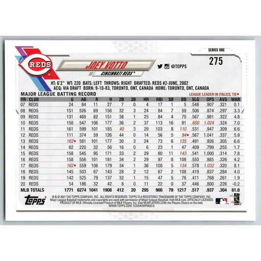 2021 Topps Baseball Complete Set Joey Votto Cincinnati Reds #275 - Collectible Craze America