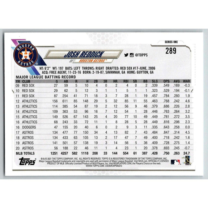 2021 Topps Baseball Complete Set Josh Reddick Houston Astros #289 - Collectible Craze America