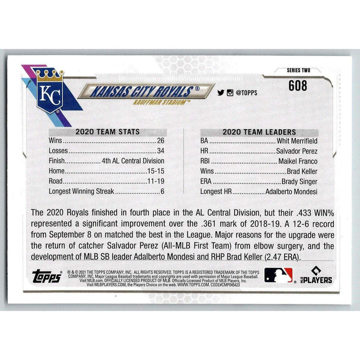 2021 Topps Baseball Complete Set Kansas City Royals Kansas City Royals #608 - Collectible Craze America