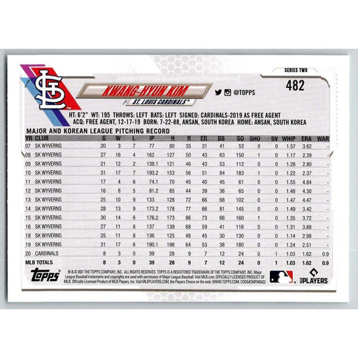 2021 Topps Baseball Complete Set Kwang-Hyun Kim St. Louis Cardinals #482 - Collectible Craze America