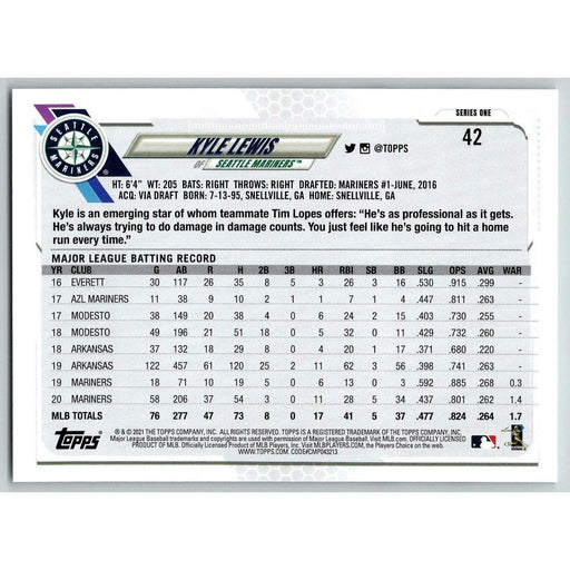 2021 Topps Baseball Complete Set Kyle Lewis Seattle Mariners #42 - Collectible Craze America