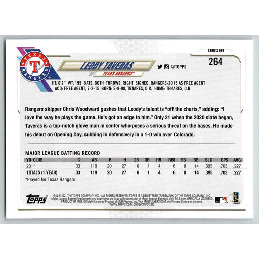 2021 Topps Baseball Complete Set Leody Taveras RC Texas Rangers #264 - Collectible Craze America