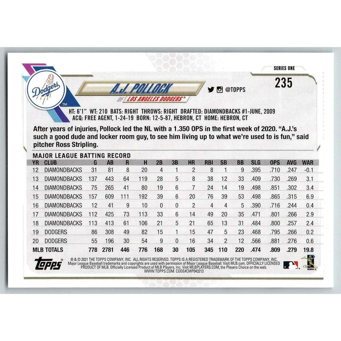 2021 Topps Baseball Complete Set Los Angeles Dodgers Los Angeles Dodgers #235 - Collectible Craze America