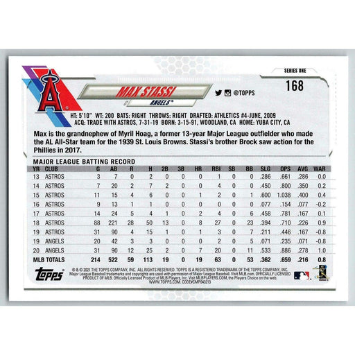 2021 Topps Baseball Complete Set Max Stassi Los Angeles Angels #168 - Collectible Craze America