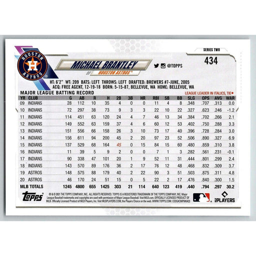 2021 Topps Baseball Complete Set Michael Brantley Houston Astros #434 - Collectible Craze America