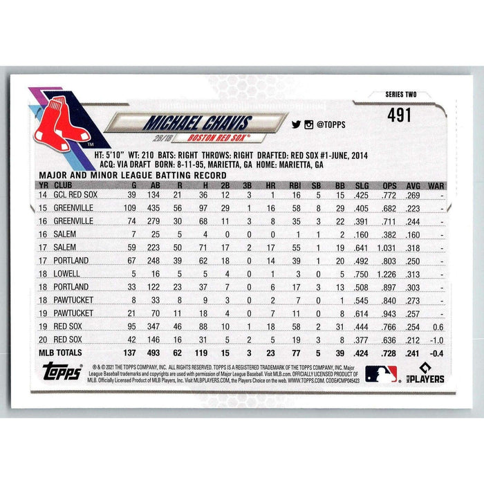 2021 Topps Baseball Complete Set Michael Chavis Boston Red Sox #491 - Collectible Craze America