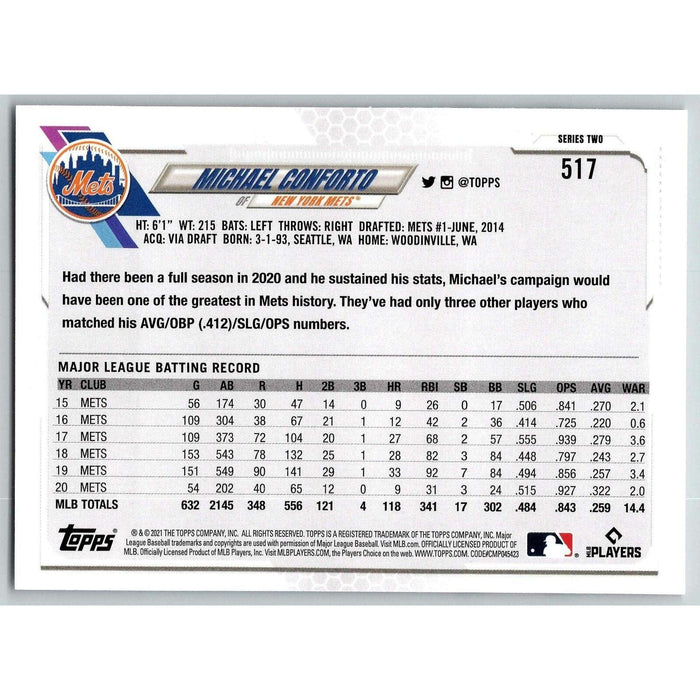 2021 Topps Baseball Complete Set Michael Conforto #517 New York Mets - Collectible Craze America