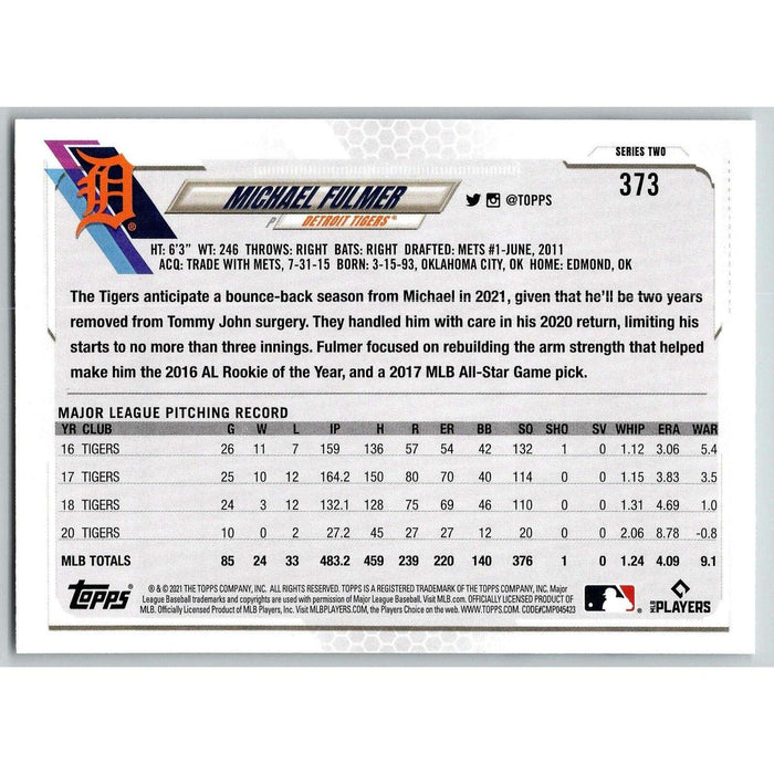 2021 Topps Baseball Complete Set Michael Fulmer Detroit Tigers #373 - Collectible Craze America