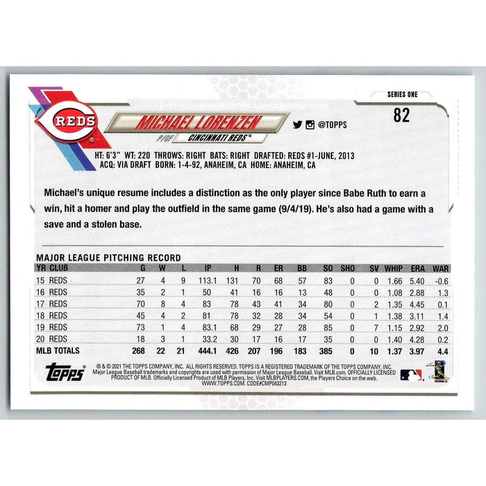 2021 Topps Baseball Complete Set Michael Lorenzen Cincinnati Reds #82 - Collectible Craze America