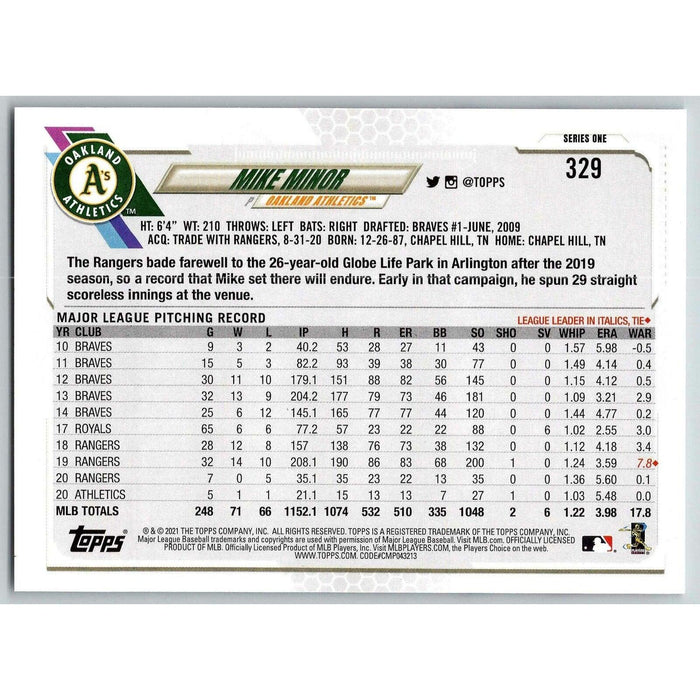 2021 Topps Baseball Complete Set Mike Minor Oakland Athletics #410 - Collectible Craze America