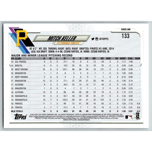 2021 Topps Baseball Complete Set Mitch Keller Pittsburgh Pirates #133 - Collectible Craze America