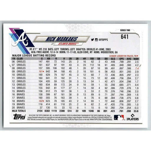 2021 Topps Baseball Complete Set Nick Markakis Atlanta Braves #641 - Collectible Craze America