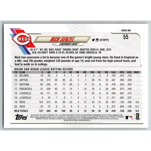 2021 Topps Baseball Complete Set Nick Senzel Cincinnati Reds #55 - Collectible Craze America