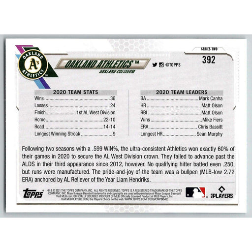 2021 Topps Baseball Complete Set Oakland Athletics Oakland Athletics #392 - Collectible Craze America