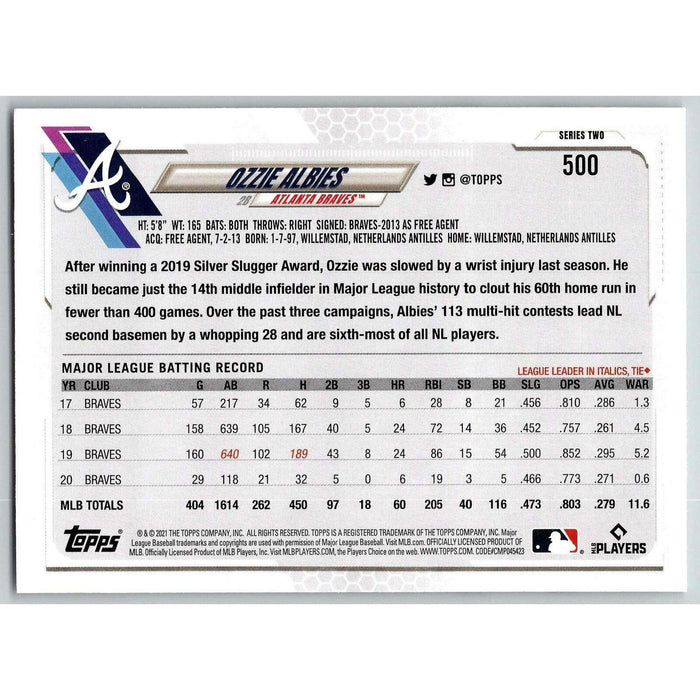 2021 Topps Baseball Complete Set Ozzie Albies #500 Tampa Bay Rays - Collectible Craze America