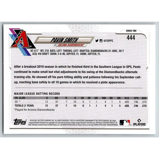 2021 Topps Baseball Complete Set Pavin Smith RC Arizona Diamondbacks #444 - Collectible Craze America