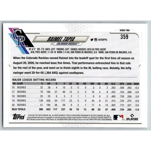 2021 Topps Baseball Complete Set Raimel Tapia Colorado Rockies #359 - Collectible Craze America