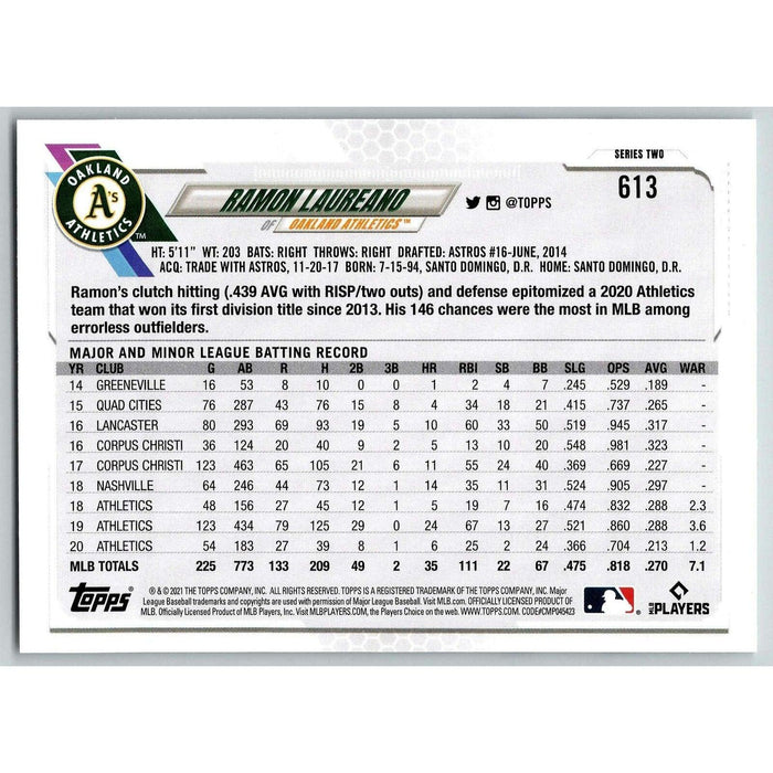 2021 Topps Baseball Complete Set Ramon Laureano Oakland Athletics #613 - Collectible Craze America