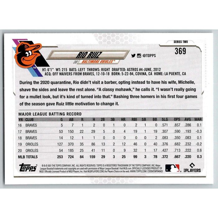 2021 Topps Baseball Complete Set Rio Ruiz Baltimore Orioles #369 - Collectible Craze America