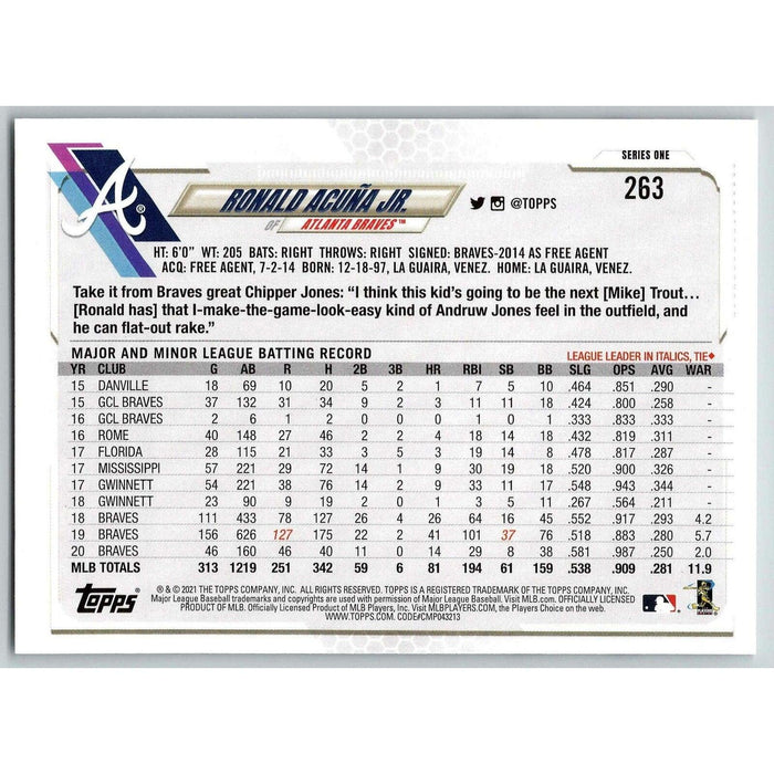 2021 Topps Baseball Complete Set Ronald Acuna Jr. Atlanta Braves #263 - Collectible Craze America