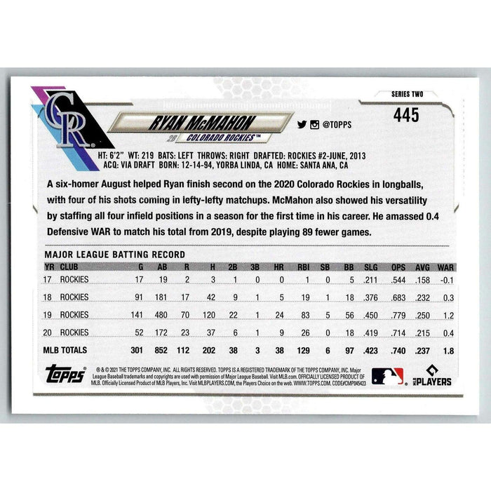 2021 Topps Baseball Complete Set Ryan McMahon Colorado Rockies #417 - Collectible Craze America