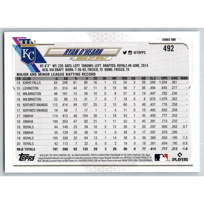 2021 Topps Baseball Complete Set Ryan O'Hearn Kansas City Royals #492 - Collectible Craze America