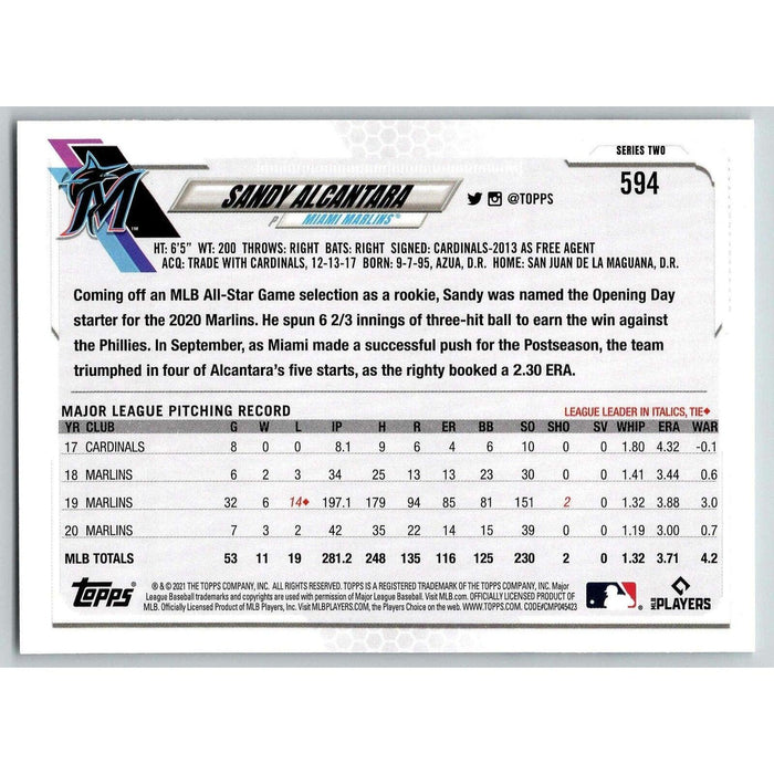 2021 Topps Baseball Complete Set Sandy Alcantara RC Miami Marlins #594 - Collectible Craze America